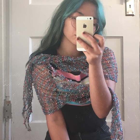 Multicolored Light Knit Scarf - PLEASE COMMENT BEFORE BUYING - Picture 2 of 4